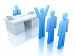 Job Centre : employers testing for employees . 3D concept. White background
