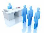 Job Centre : employers testing for employees . 3D concept . White background