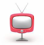 Red retro TV Set. White background