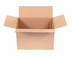 open cardboard box, photo on the white background