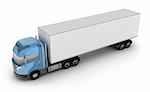 Modern truck with cargo container. 3D image. White background