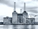 Battersea Power Station in London, England, UK - high dynamic range HDR - black and white