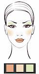 Beauty girl face with makeup vector illustration