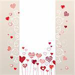 Growing stylized hearts on romantic white frame