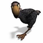 very funny toon Dodo-bird. 3D rendering with clipping path and shadow over white