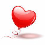Red Heart Shape Balloon on white background