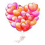 Colorful Heart Shaped Balloons on white background