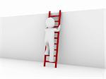 3d human ladder wall success business up red