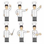 set of chef in different poses on white background