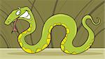 cartoon vector illustration of funny green snake