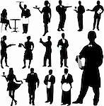 waiters and waitresses silhouette - vector