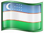 Uzbekistan Flag icon, isolated on white background.