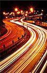 beautiful light trail at the busy highway