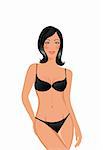 Illustration beautiful girl in bikini swimsuit isolated - vector