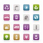 ecology and environment icons - vector icon set