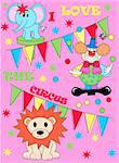 circus pattern with pink background colour