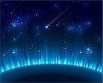 Space background with blue light