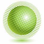 illustration, object abstract green ball on white background