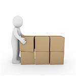 3d, human, package, carton, box, send, shipping, brown
