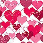 Seamless pink and white hearts background. Vector illustration