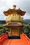 Oriental golden pavilion in chinese garden in Hong Kong