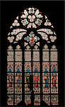 Detail of the Gothic window - bullseye pane - lattice window.  St Vitus cathedral, Prague, Czech republic, Europe.