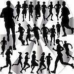 people running collection - vector