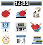 Set of the detailed ping-pong (table tennis)  related icons