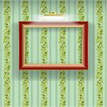 brown frame with spotlight on green wallpaper