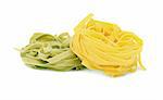 Italian pasta tagliatelle on a white background