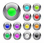 glossy colorful metal button on white background