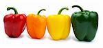 Paprika (pepper) red, orange, yellow and green color isolated on a white background
