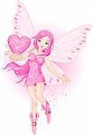 Illustration of beautiful love fairy holding heart