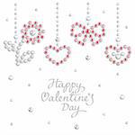 Valentine background with holiday symbols composed of crystals