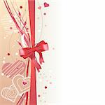Greeting card with hearts and red bow