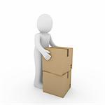 3d, human, carton, package, box, send, shipping, brown