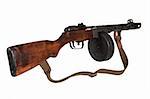 Submachine gun Shpagina sample of 1941, isolated, on a white background
