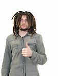 young dreadlock man isolated on white background