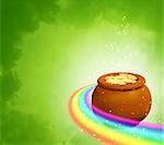 Square green background with rainbow and pot