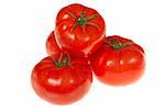 red tomatos, photo on the white background