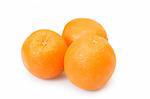 three oranges, photo on the white background