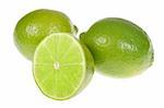 Green limes, photo on the white background