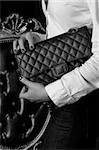 vintage bag, still fashionable on bw photography