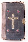 old Bible, Holy Scripture with crucifix on cover