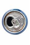 top view of open aluminum can on white background