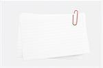 three pieces of line paper with a red clip (with clipping path)