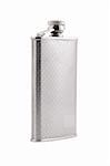 front view of metallic flask on white background