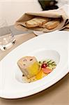 Foie gras, French healthy food served with bred