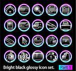 Black glossy icon set 1. Standard collection of design element for your creative word (see other in my portfolio).