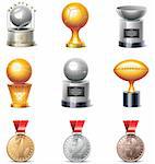 Set of the sport trophies and  medals icons